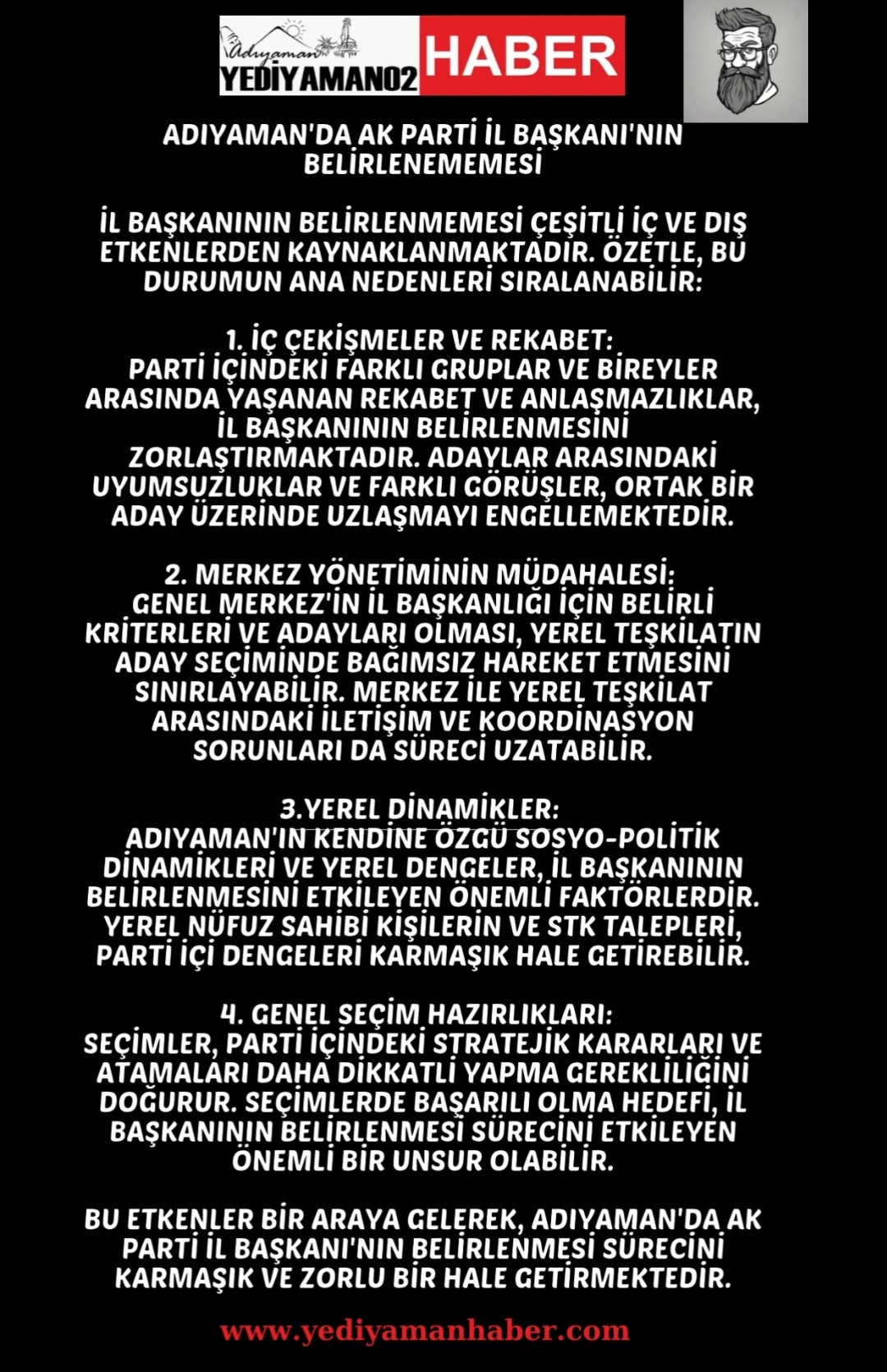 Adıyaman'da AK Parti İl Başkanı'nın belirlenememesi